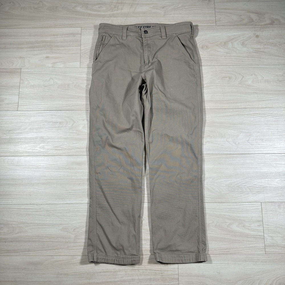 Duluth Trading Pants Mens 32x30 Khaki Relaxed Fit Flex Fire Hose Workwear Casual